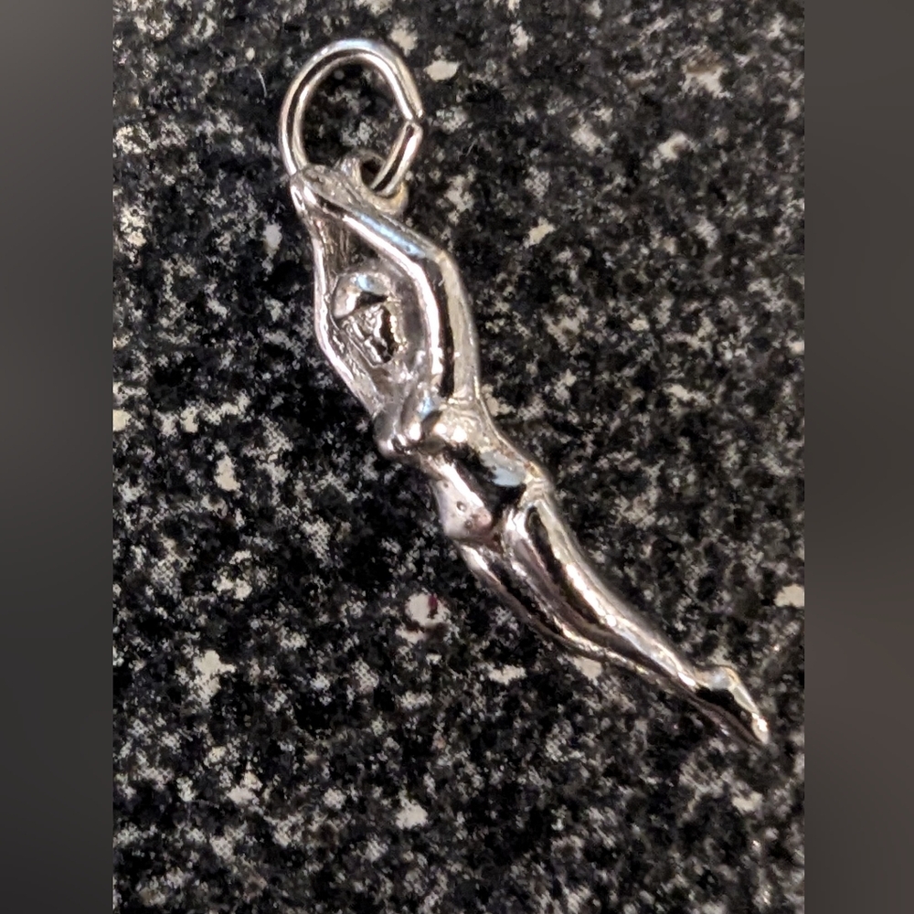 Pendant or for Charm bracelet -Silver female Diver/Swimmer
